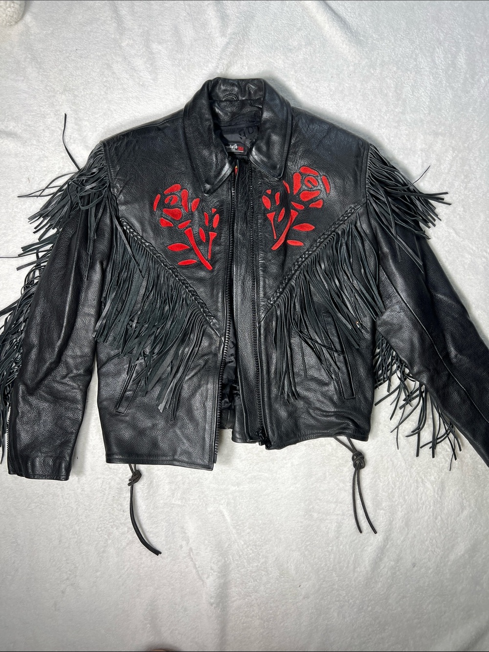 Vintage Rose Fringe Motorcycle Women’s Jacket M
